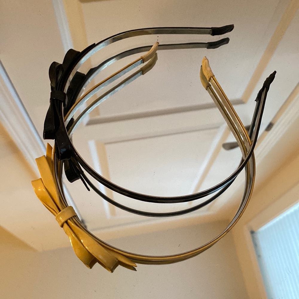 Two patent leather headbands - nude and black